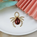 Colgante de araña dorada 3D con esmalte rojo para la creación de joyas DIY - Dorado