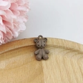 Cute brown matte bear charm pendant with stitch detail for DIY jewelry making - Brown Bear