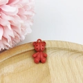Cute red matte bear pendant charm for DIY jewelry making with frosted resin finish - Red Bear