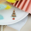 Ciondolo ad albero di Natale in lega smaltata verde e oro per gioielli fai da te - Ciondolo Albero di Natale con Palline Colorate (8)
