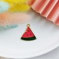 DIY colorful enamel watermelon fruit charm pendant with gold plated alloy for jewelry - Black Seed Watermelon