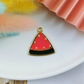 Watermelon fruit alloy charm pendant for DIY jewelry and hair accessories - White Seed Watermelon