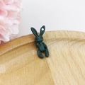 Cute dark green bunny pendant with matte finish and stitched design for DIY jewelry - Dark Green Rabbit