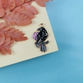 Cartoon enamel raven bird pendant with golden stars moon and purple rose charm - Gold Moon Star Raven (1)