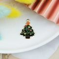 Ciondolo albero di Natale fai-da-te in smalto verde e lega dorata per gioielli - Ciondolo Albero di Natale con Stella e Palline (13)