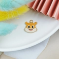 Pendentif tigre en émail orange et blanc avec anneau en métal doré pour bijoux - Tigre