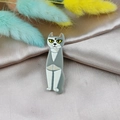 Graue und weiße sitzende Katze Acryl Anhänger für DIY Ohrringe oder Schlüsselanhänger - Graue Sitzende Katze (2)