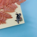 Cartoon raven on branch with moon charm, enamel crow pendant with gold alloy plating - Raven Branches Moon (3)