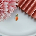 Cute carrot-shaped enamel charm in orange and green with golden alloy ring for DIY - Carrot