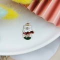 Ciondolo guanto di Natale in smalto colorato con strass brillanti per gioielli fai-da-te - Ciondolo Muffola con Fiocco in Strass (15)