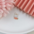 White rabbit alloy charm with orange carrot and golden metal frame for DIY jewelry - Orange Carrot Rabbit