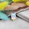 Cute cartoon cat ice cream resin charm pendant with blue ears and silver metal ring - Blue Cat Style(5)