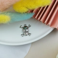Silver skull and crossbones alloy charm with sparkling rhinestones for DIY jewelry - Small / White Gold