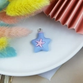 Pendentif étoile bleue avec motif étoile de mer rose et anneau pour bricolage - Étoile de mer