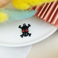 DIY Halloween skull pendant in black finish with red rhinestones and hanging ring - Small / Black