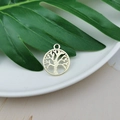 Ciondolo albero della vita dorato in lega per creazione di gioielli e bracciali - Stile Disco Albero della Vita Svuotato (4) / Oro