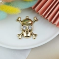 Golden alloy skull and crossbones pendant with sparkling rhinestones for DIY jewelry - Large / Gold