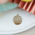 Golden alloy coin pendant featuring Elizabeth II portrait for DIY jewelry making - Gold
