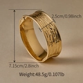 Exaggerated golden alloy wide open bracelet with textured hammered finish and dimensions - Irregular Hammered Gold Cuff (SZ60800-1)