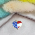 Enamel heart-shaped charm with US flag motif and golden edges for jewelry DIY - Heart