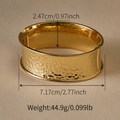 Exaggerated golden alloy bangle with textured hammer finish and hinged closure - Matte Gold Wide Cuff (SZ60801-3)