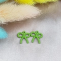 Pendentif nœud vert avec texture tissée pour la création de boucles d'oreilles DIY - Vert