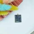 Rectangle blue enamel vaccinated charm with gold frame for DIY jewelry accessories - Gold Base Gray
