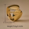 Golden irregular wavy metal cuff bracelet with size details and mirrored finish - Streamlined Mirror Gold Bangle (SZ60809-1)