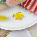 DIY yellow star pendant with pink ring in alloy enamel for earrings and keychains - Smiling Star with Planet Ring (YZ1185)