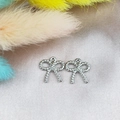 Colgantes de lazo plateados con textura tejida para creación de joyas DIY y pendientes - Oro blanco