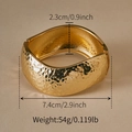 Gold-tone hammered metal cuff bracelet with wide irregular texture and retro style - Large Hammered Texture Gold Bangle (SZ60824-1)