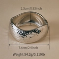 Silver alloy cuff bracelet with hammered texture finish and hinged opening design - Large Hammered Texture Silver Bangle (SZ60824-2)