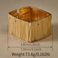 Golden alloy wide cuff bracelet with vintage bark texture and chunky square design - Bark Texture Gold Square Bangle (SZ60830-1)