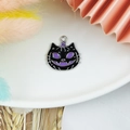 Halloween purple cat pumpkin charm in black and violet alloy for DIY jewelry - White Black Pumpkin