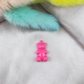 Pink resin gummy bear charm with hanging loop for DIY jewelry making and crafts - Pink