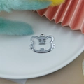 Silver hollow tiger head charm pendant with 王 engraving for DIY jewelry making - Tiger Head Silver