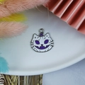 White enamel Halloween cat pumpkin charm with purple eyes for DIY jewelry making - Silver White Pumpkin