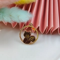 Cute squirrel pendant in golden frame with orange leaves for jewelry making - Squirrel Style