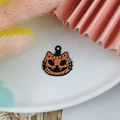 Halloween pumpkin cat enamel pendant charm in orange and black for DIY jewelry making - Black Red Pumpkin
