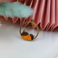 Golden alloy acorn charm with orange enamel finish for DIY jewelry and earrings - Acorn Shape