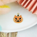 Orange pumpkin cat enamel alloy pendant for Halloween jewelry making and DIY crafts - Gold Red Pumpkin