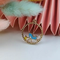 Sky blue and yellow high heel pendant with gold frame for DIY jewelry making - Blue High Heel Style