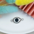 Antique silver evil eye connector with blue resin bead for DIY jewelry making - Black