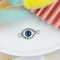 Antique silver evil eye connector charm with blue and white inlay for DIY jewelry - Green