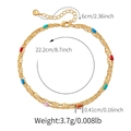 Dettaglio della cavigliera dorata con perle colorate e misure di lunghezza di 22,2 cm - Perline Colorate Graffetta (KA0319-2)