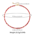 Vue détaillée du collier en aventurine rose avec mesures et fermoir mousqueton doré - Collier Cylindrique Style Rhodochrosite (KN0596)