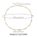 Mesure détaillée de la taille du collier de perles d'eau douce avec chaîne de 40,8 cm - Collier en Perles et Tubes Métalliques Fins (KN0595)