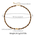 Détails du collier en perles d'œil de tigre avec entretoises dorées et dimensions - Collier Œil de Tigre à Longs Tubes Dorés (KN0597)
