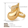 Detailed size chart of a 18k gold plated leaf-shaped ring with pavé zircon setting - One Size / Streamlined Leaf Style (KR0292)