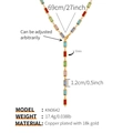 Detailed specs of the 18k gold plated adjustable Y-necklace with multi-color gemstones - Colorful Rectangle Style (KN0642)